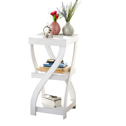 Distressed Twisted Wood Accent Table