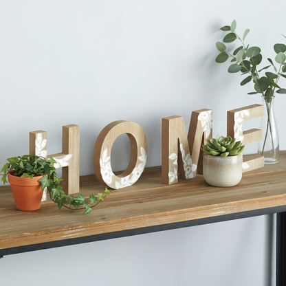 Carved Wood Home Letters with Floral Designs