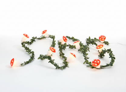 Mushroom String Lights With Greenery