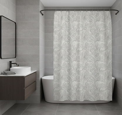 Homewear Paisley Cotton Shower Curtain with Buttonhole Top
