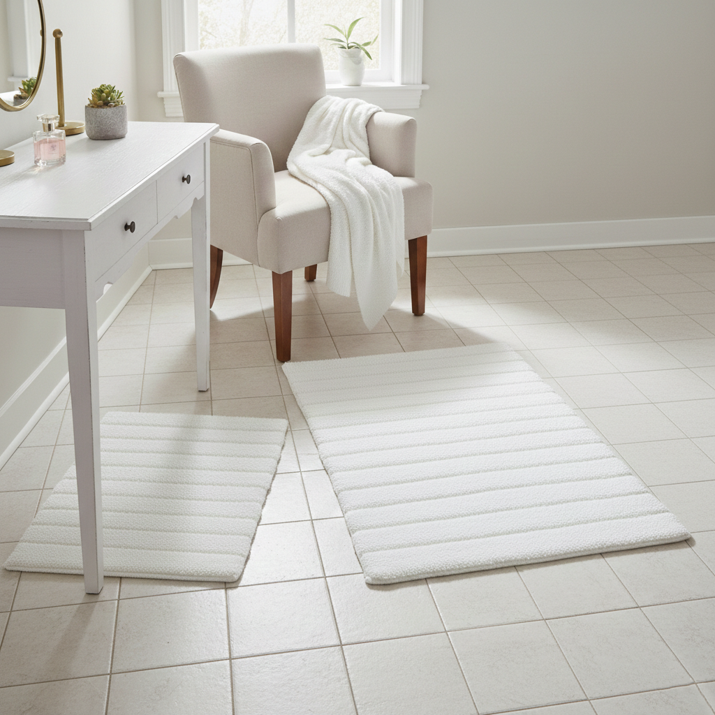 Homewear Luxury Stripe Bath Rug with Non-Skid Backing, Set of 2