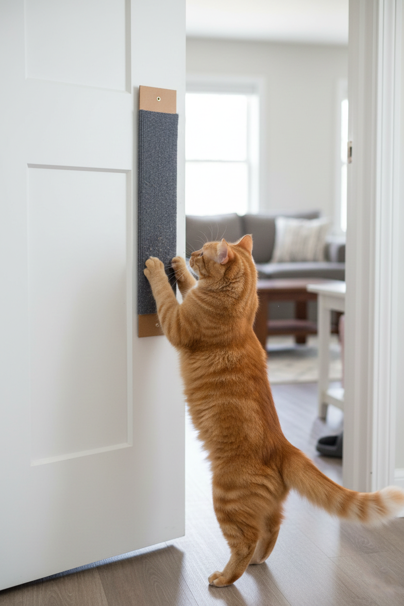 Hanging Door Carpet Cat Scratcher - Protect Furniture and Save Space