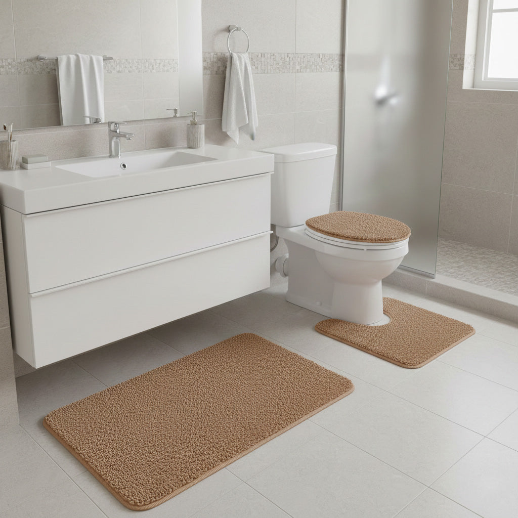 3-Pc Bath Rug Set with Anti-Skid Backing