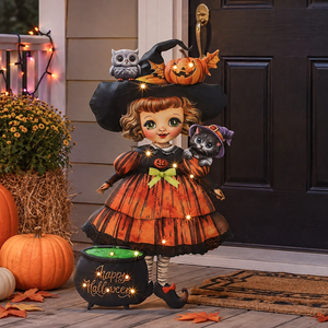 Halloween Lighted Standing Witch Porch & Indoor Greeter