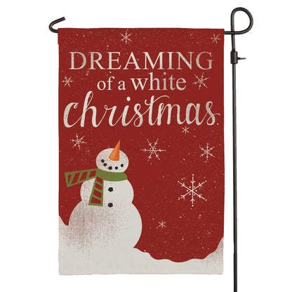 Dreaming of a White Christmas Snowman Garden Flag