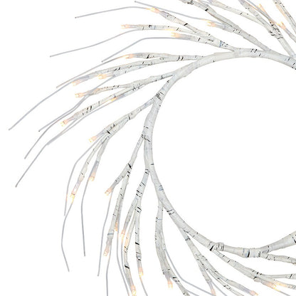 Lighted Winter Birch Branch Wreath 24"