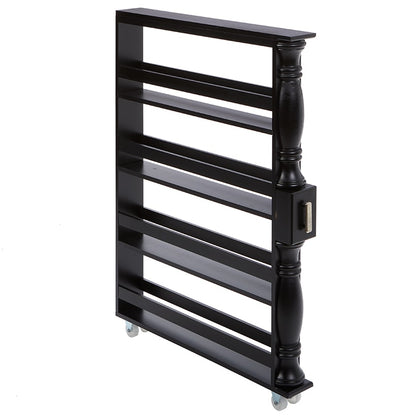 Slim Wooden Spice Rack Cabinet with Wheels - Black, Walnut or White