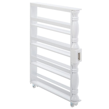 Slim Wooden Spice Rack Cabinet with Wheels - Black, Walnut or White