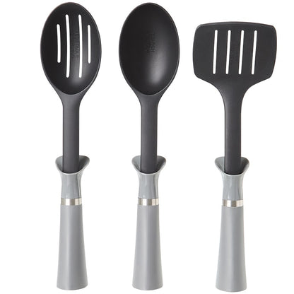 Less Mess Kitchen Utensil Set with Built in Drip Collar and Portion Control