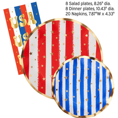 Patriotic Party Paper Dinnerware Plates and Napkins Set
