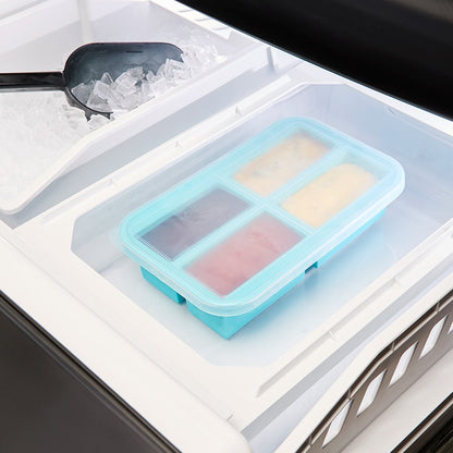Silicone Food Freezer Tray with Lid - 4 Cups