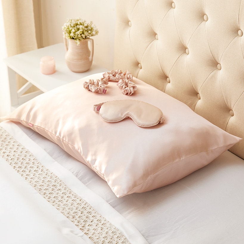 Women's Satin Sleep Gift Set - Pillowcase, Hair Ties, and Eye Mask