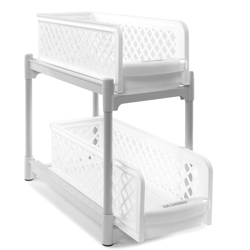 Plastic Sliding Drawer Cabinet Baskets for Kitchen or Bathroom#select-color_white