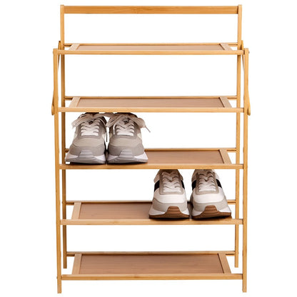 Foldable Wooden Shoe Storage Rack - 5-Tier
