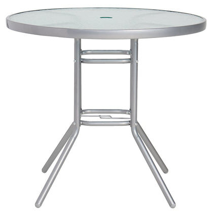 6-Pc. Outdoor Garden Glass Table Furniture Set with Chairs and Umbrella
