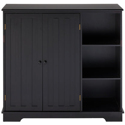 Beadboard Storage Cabinet with 3 Shelves and Cupboard