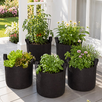 7 Gallon Grow Bags Set Of 5 With Built In Handles