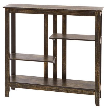 Brushed Metallic Console Table with Display Shelves 31.4"W x 29.8"H