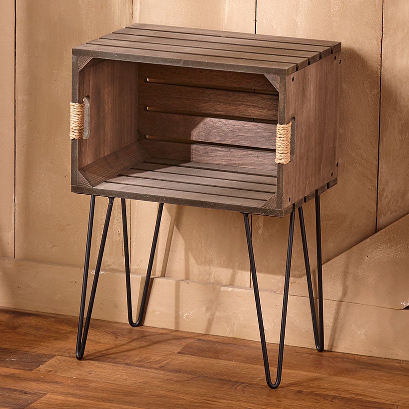 Rustic Wood-Like Crate End Table