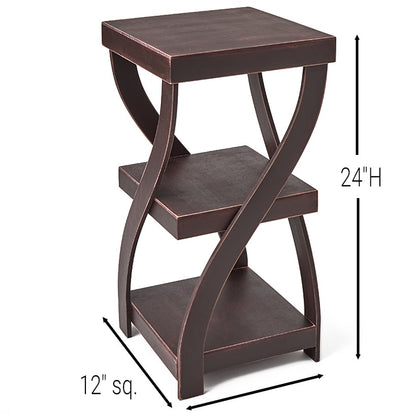 Distressed Twisted Wood Accent Table-Gray, White, Black, or Walnut