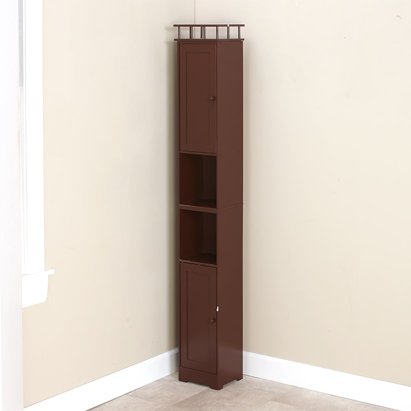 Slim Bathroom Freestanding Storage Cabinet with Shelves and Cupboards#select-finish_dark-walnut