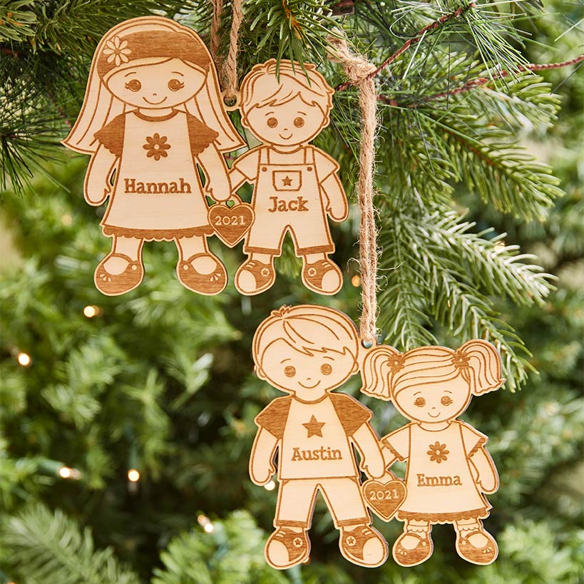 Personalized Christmas Siblings Ornament