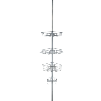 4 Tier Rustproof Shower Caddy Corner Organizer With Adjustable Shelves and Tension Pole