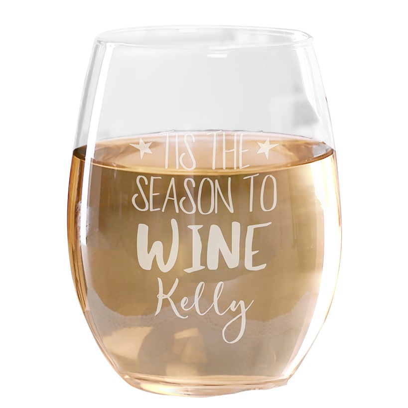 Personalized Christmas Themed Wine Glasses