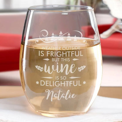 Personalized Christmas Themed Wine Glasses