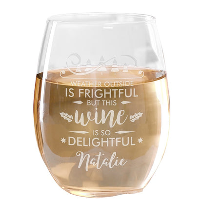 Personalized Christmas Themed Wine Glasses