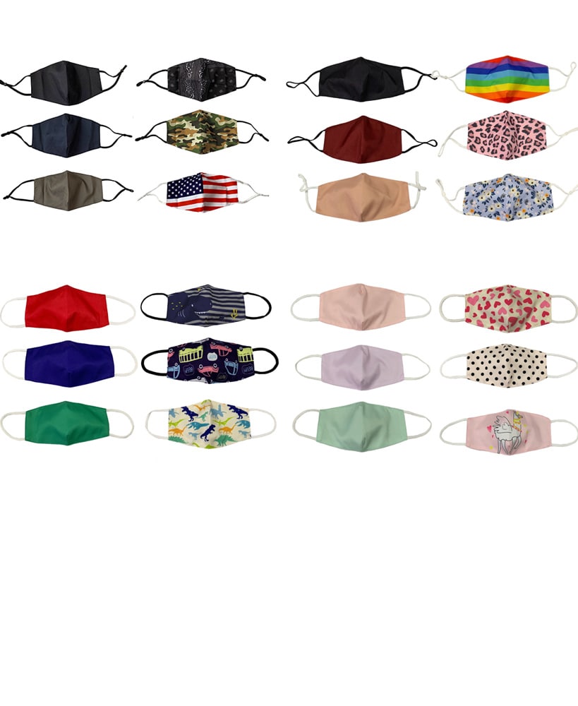 Sets of 6 Adjustable Face Masks for Kids