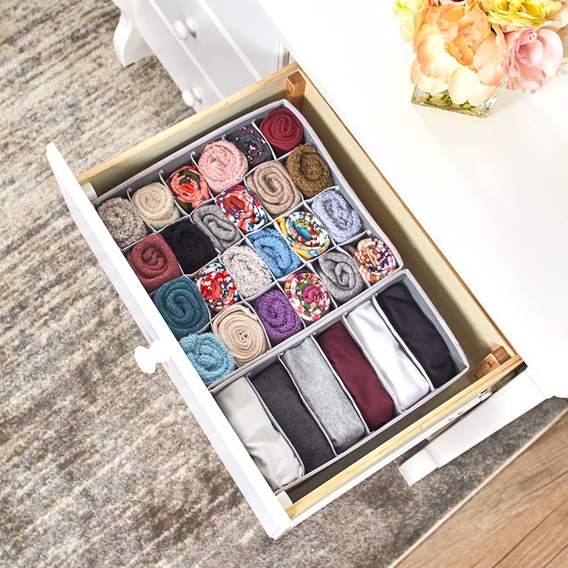Closet and Household Drawer Organizers and Storage 15 or 30 Spaces