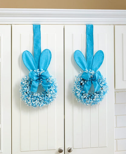 Easter Bunny Cabinet Wreath Or Flower Figure - Blue, Pink, Or Purple