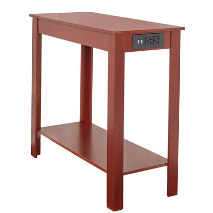 Narrow Side Table with Charging Station - USB Ports and Outlets