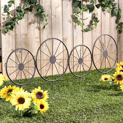 Rustic Wagon Wheel Planter or Fence for Outdoor Spaces