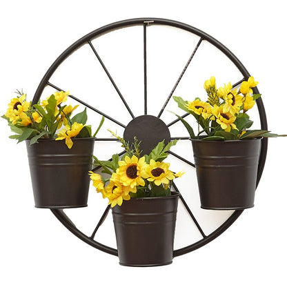 Rustic Wagon Wheel Planter or Fence for Outdoor Spaces