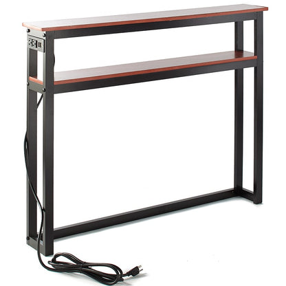 Behind-the-Sofa Long and Narrow Console Table with USB Port and Outlet