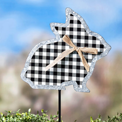 Galvanized Gingham Bunny Stake