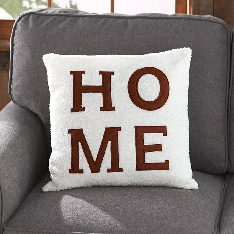 Sherpa Decorative Pillow with Sentiment#select-pillow_chocolate-home