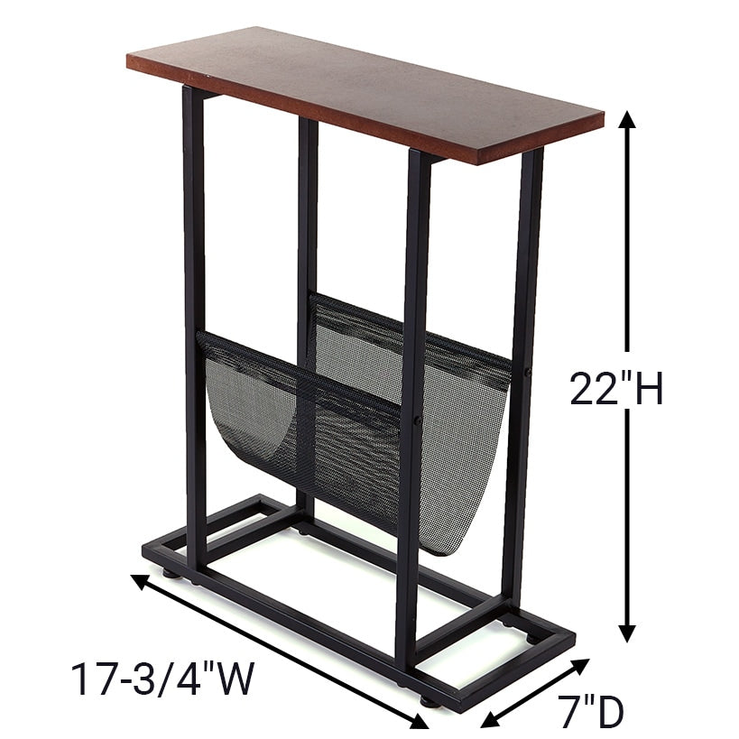 Industrial Side Table with Magazine Pouch