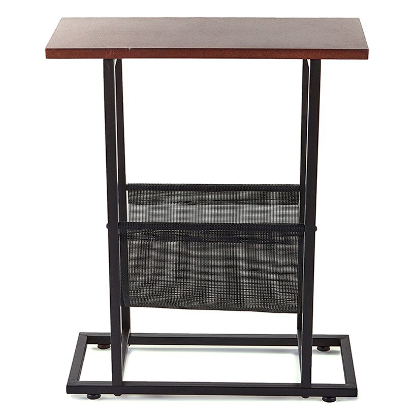 Industrial Side Table with Magazine Pouch