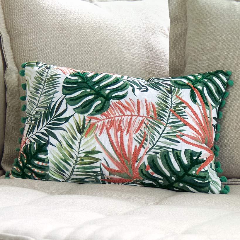 Tropical Embroidered Decorative Pillow#select-pillow_oblong-tropical-leaves