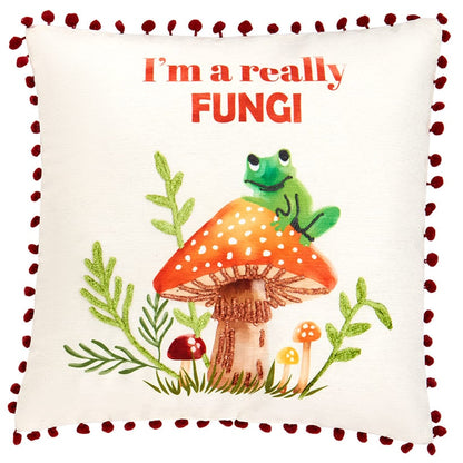Mushroom Garden Embroidered Decorative Pillow
