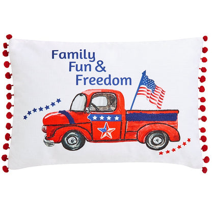 Americana Gnome Embroidered Decorative Pillow