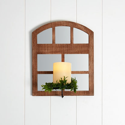 Windowpane Mirror Wall Sconce With Candle - Black, Natural, or White#select-color_natural