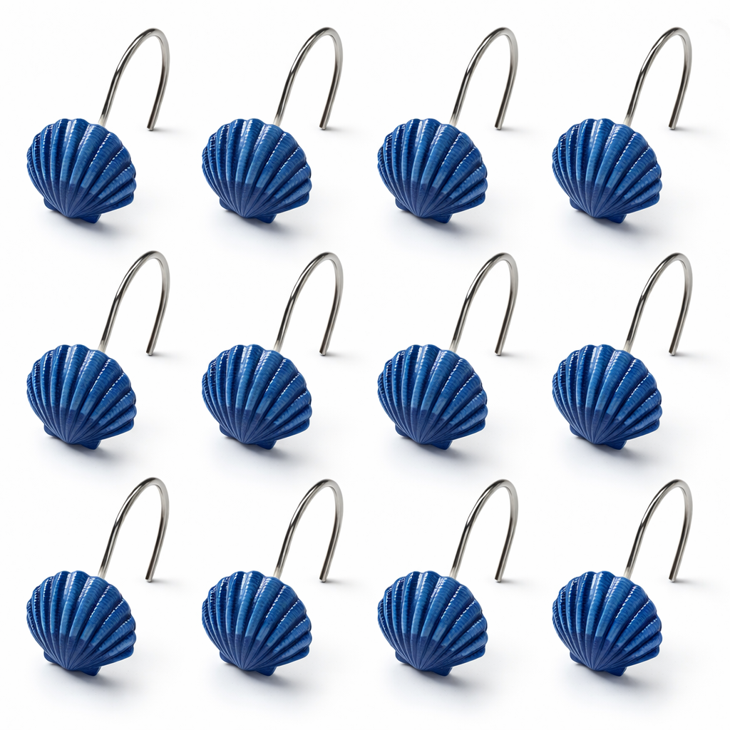 Seashell Shower Curtain or Shower Hooks Set of 12