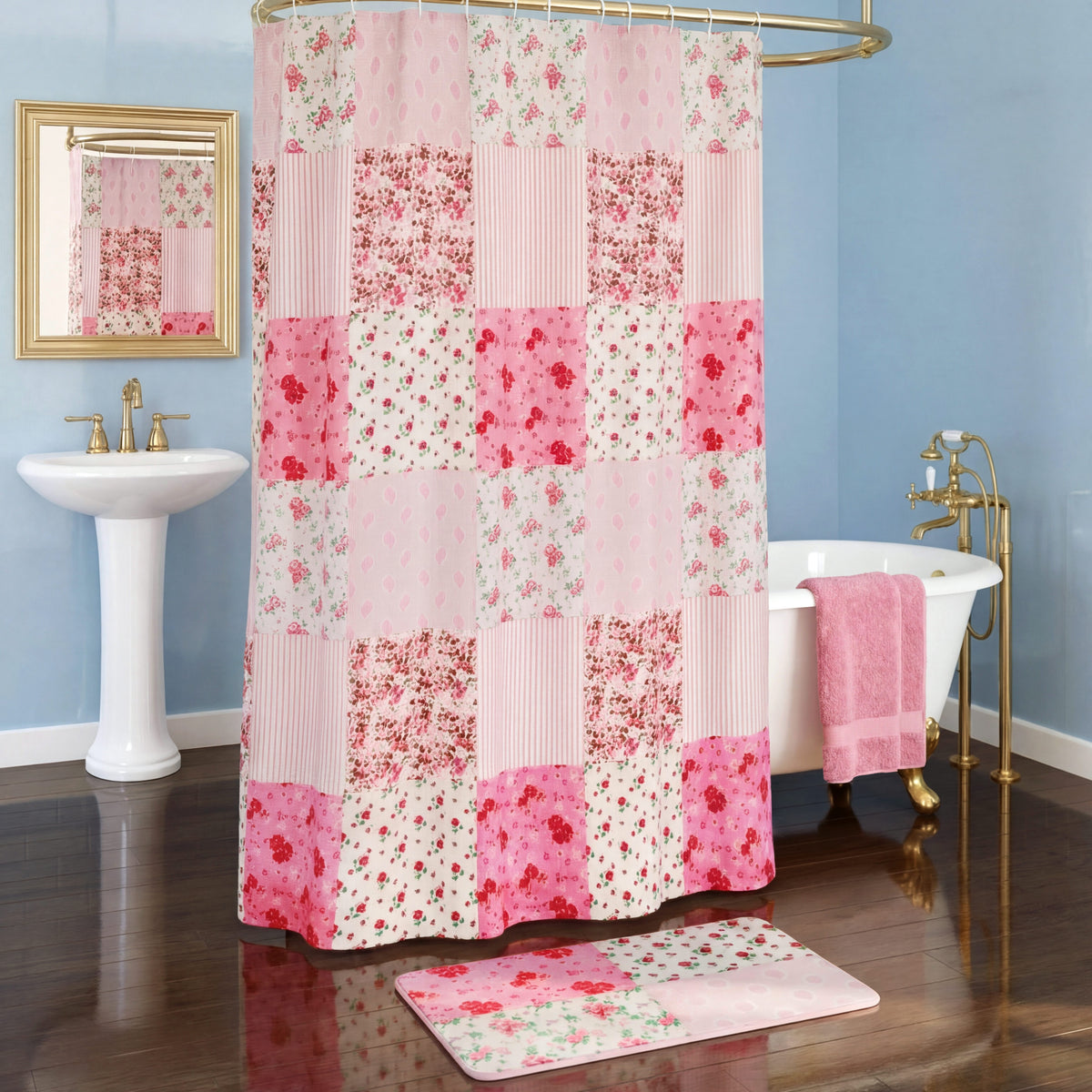 Berry Bloom Shower Curtain or Memory Foam Bath Rug