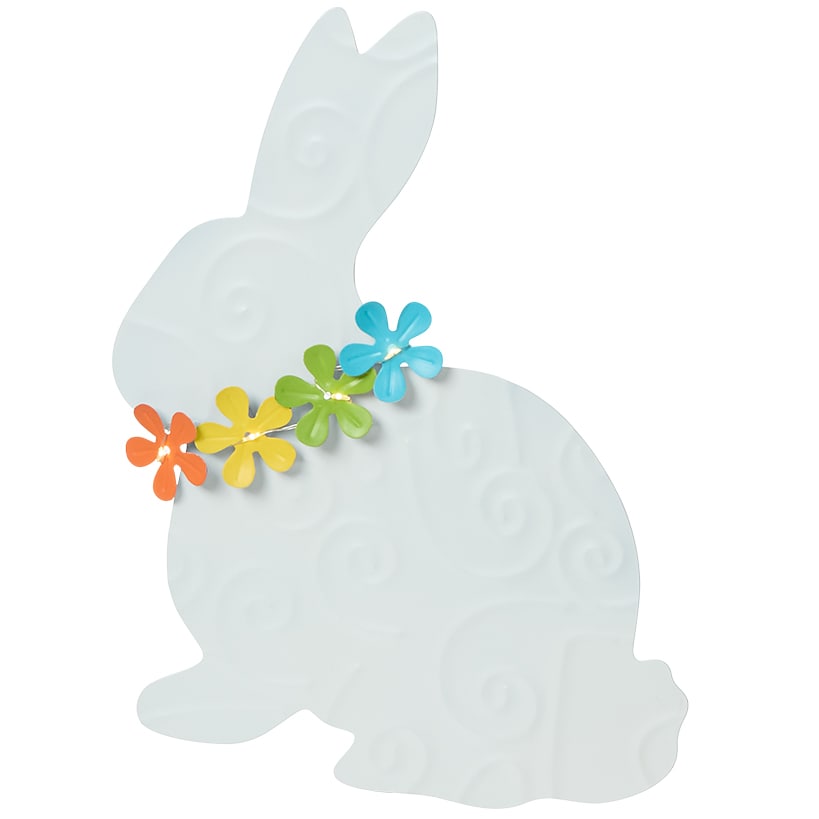 White Bunny With Solar Flowers Stake - Sitting or Standing