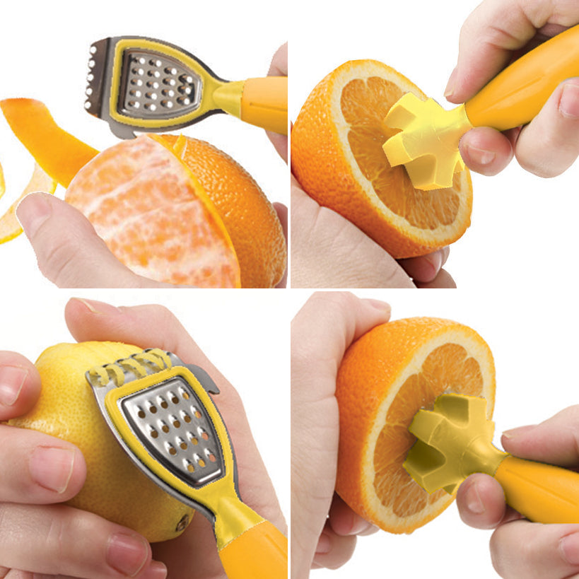 Citrus Kitchen 4-in-1 Tool - Zester, Peeler, Garnisher, Reamer