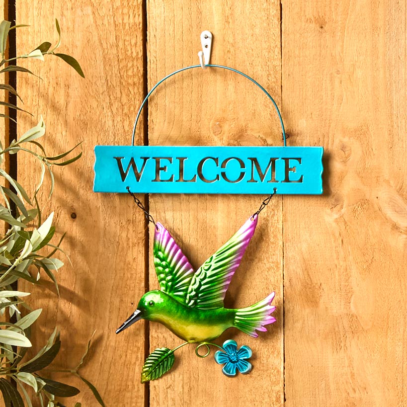 Vibrant Spring Welcome Sign Metal Wall Decor#select-sign_hummingbird